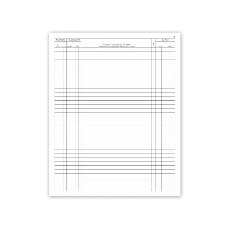 Registro Carico/Scarico oli usati - 97 pagine prenumerate - 31x24,5 cm